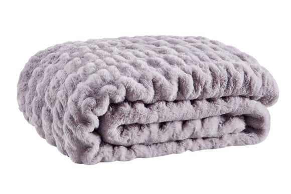 NNEKGE Rouched Faux Fur Blanket (Lilac 180cm x 200cm)