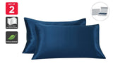 NNEKG Set of 2 Luxury 100% Mulberry Silk Pillowcases (Navy)