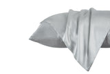 NNEKG Set of 2 Luxury 100% Mulberry Silk Pillowcases (Silver)