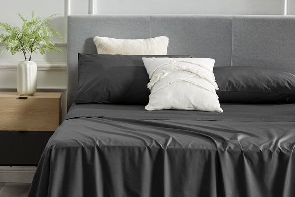 NNEKG Florence Tencel Cotton Bed Sheet Set (Charcoal Single)