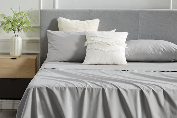 NNEKG Florence Tencel Cotton Bed Sheet Set (Silver Single)