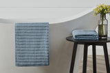 NNEKG Set of 2 650GSM Williow Ribbed Cotton Bath Towels (Blue)