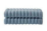 NNEKG Set of 2 650GSM Williow Ribbed Cotton Bath Towels (Blue)