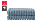NNEKG Set of 2 650GSM Williow Ribbed Cotton Bath Towels (Blue)