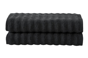 NNEKG Set of 2 650GSM Williow Ribbed Cotton Bath Towels (Charcoal)