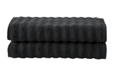 NNEKG Set of 2 650GSM Williow Ribbed Cotton Bath Towels (Charcoal)