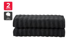 NNEKG Set of 2 650GSM Williow Ribbed Cotton Bath Towels (Charcoal)
