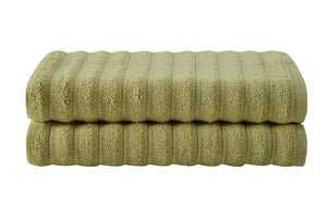 NNEKG Set of 2 650GSM Williow Ribbed Cotton Bath Towels (Chartreuse)