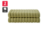 NNEKG Set of 2 650GSM Williow Ribbed Cotton Bath Towels (Chartreuse)