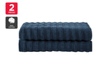 NNEKG Set of 2 650GSM Williow Ribbed Cotton Bath Towels (Navy)