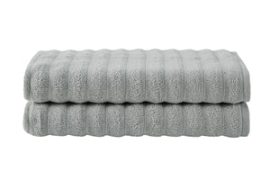 NNEKG Set of 2 650GSM Williow Ribbed Cotton Bath Towels (Silver)