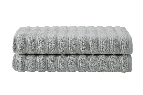NNEKG Set of 2 650GSM Williow Ribbed Cotton Bath Towels (Silver)