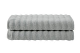 NNEKG Set of 2 650GSM Williow Ribbed Cotton Bath Towels (Silver)