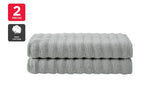 NNEKG Set of 2 650GSM Williow Ribbed Cotton Bath Towels (Silver)