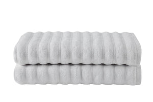 NNEKG Set of 2 650GSM Williow Ribbed Cotton Bath Towels (White)