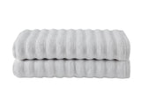 NNEKG Set of 2 650GSM Williow Ribbed Cotton Bath Towels (White)