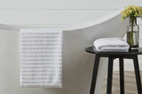 NNEKG Set of 2 650GSM Williow Ribbed Cotton Bath Towels (White)