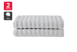 NNEKG Set of 2 650GSM Williow Ribbed Cotton Bath Towels (White)