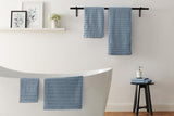 NNEKG 7 Piece 650GSM Williow Ribbed Cotton Towel Set (Blue)