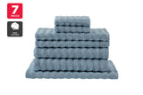 NNEKG 7 Piece 650GSM Williow Ribbed Cotton Towel Set (Blue)