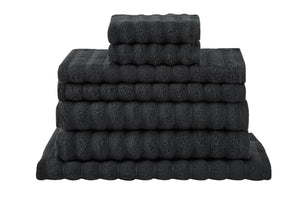 NNEKG 7 Piece 650GSM Williow Ribbed Cotton Towel Set (Charcoal)