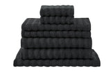 NNEKG 7 Piece 650GSM Williow Ribbed Cotton Towel Set (Charcoal)