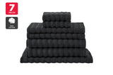 NNEKG 7 Piece 650GSM Williow Ribbed Cotton Towel Set (Charcoal)