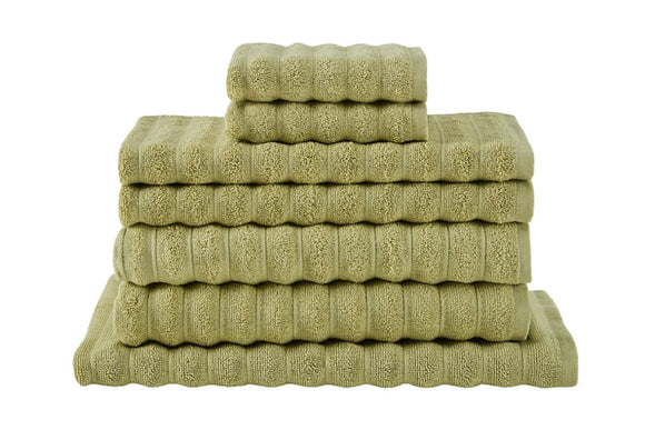 NNEKG 7 Piece 650GSM Williow Ribbed Cotton Towel Set (Chartreuse)