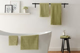 NNEKG 7 Piece 650GSM Williow Ribbed Cotton Towel Set (Chartreuse)