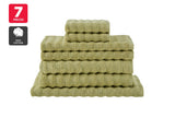 NNEKG 7 Piece 650GSM Williow Ribbed Cotton Towel Set (Chartreuse)