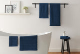 NNEKG 7 Piece 650GSM Williow Ribbed Cotton Towel Set (Navy)