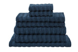 NNEKG 7 Piece 650GSM Williow Ribbed Cotton Towel Set (Navy)