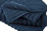 NNEKG 7 Piece 650GSM Williow Ribbed Cotton Towel Set (Navy)