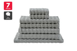 NNEKG 7 Piece 650GSM Williow Ribbed Cotton Towel Set (Silver)