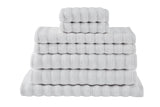 NNEKG 7 Piece 650GSM Williow Ribbed Cotton Towel Set (White)