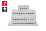 NNEKG 7 Piece 650GSM Williow Ribbed Cotton Towel Set (White)