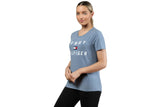 NNEKG Hilfiger Womens Short Sleeve Crew Neck Tee with Printed Graphics (Deep Blue Size XXL) 1