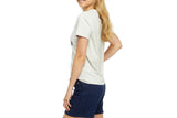 NNEKG Hilfiger Womens Short Sleeve Crew Neck Tee with Printed Graphics (White Stone Heather Size XXL)