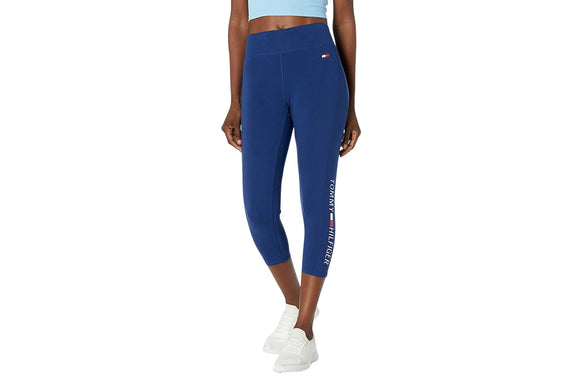 NNEKG Hilfiger Womens High Rise Leggings with Printed Logo (Deep Blue Size XXL) 1