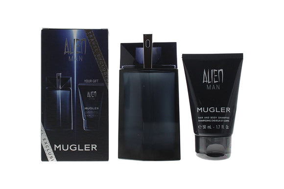 NNEKG Thierry Mugler Alien Man 2 Piece Set Refillable EDT 100ml + Hair & Body Shampoo 50ml