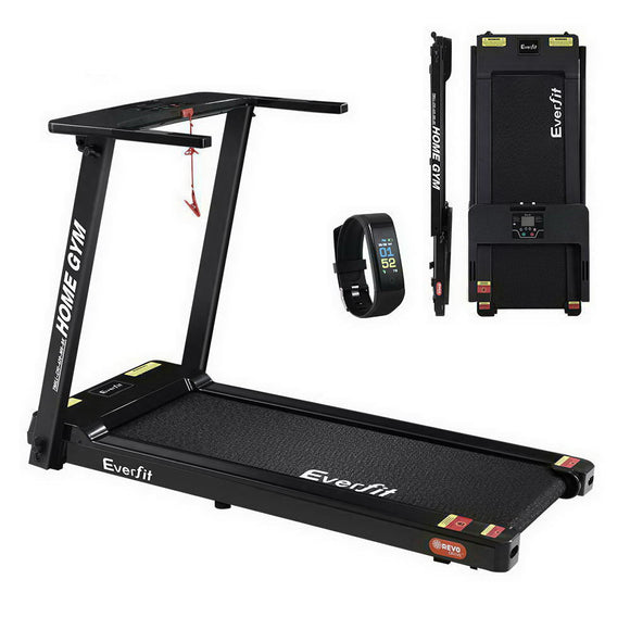 NNEDSZ Electric Treadmill Home Gym Exercise Running Machine Fitness Equipment Compact Fully Foldable 420mm Belt Black