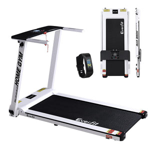 NNEDSZ Electric Treadmill Home Gym Exercise Running Machine Fitness Equipment Compact Fully Foldable 420mm Belt White