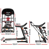 NNEDSZ Electric Treadmill 450mm 18kmh 3.5HP Auto Incline Home Gym Run Exercise Machine Fitness Dumbbell Massager Sit Up Bar