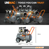 NNEMB 50L 3.0HP Silent Oil-Free Electric Air Compressor-Portable-Twin Nitto Outlets
