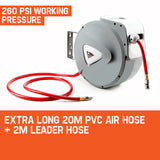 NNEMB 20m Retractable Air Hose Reel Compressor Wall Mounted Auto Rewind