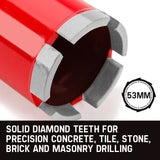 NNEMB Diamond Core Drill Bit 53mm Concrete Wet Dry Tile Stone Brick Marble 1-1/4 UNC