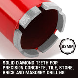 NNEMB Diamond Core Drill Bit 63mm Concrete Wet Dry Tile Stone Brick Marble 1-1/4 UNC