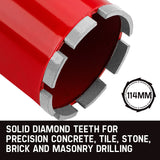 NNEMB Diamond Core Drill Bit 114mm Concrete Wet Dry Tile Stone Brick Marble 1-1/4 UNC