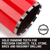 NNEMB Diamond Core Drill Bit 152mm Concrete Wet Dry Tile Stone Brick Marble 1-1/4 UNC