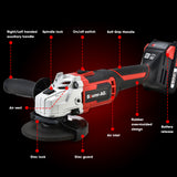 NNEMB 20V SYNC Cordless Angle Grinder Kit with Battery-Fast Charger-5 x Discs